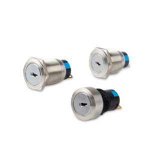 16/19/22mm金属钥匙旋钮选择开关旋转三档电源锁不锈钢启动点火