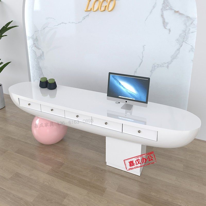 速发公司前台接待台创意烤漆收银台医美咨询台吧台办公桌服务台迎