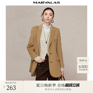 時(shí)尚 曼德詩(shī)100%綿羊毛西裝 大衣2024冬季 新款 戧駁領(lǐng)設(shè)計(jì)毛呢外套女