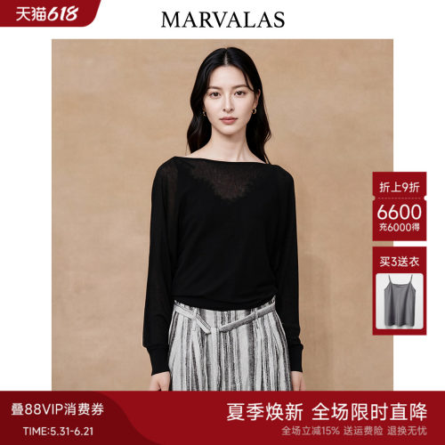 Marvalas一字领针织衫