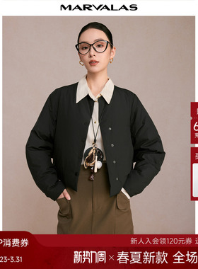 曼德诗短款棉服2026春季新品面包服棉衣纯色加厚上衣女短外套