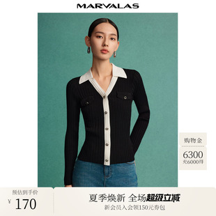 2025秋季 气质修身 曼德诗polo领开衫 新款 上衣 打底衫 休闲撞色针织衫