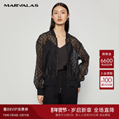 曼德诗提花纱线棒球服女2025秋季 新品 设计感黑色波点舒适薄外套