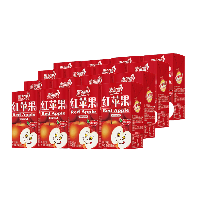 惠尔康升级版苹果汁24盒整箱