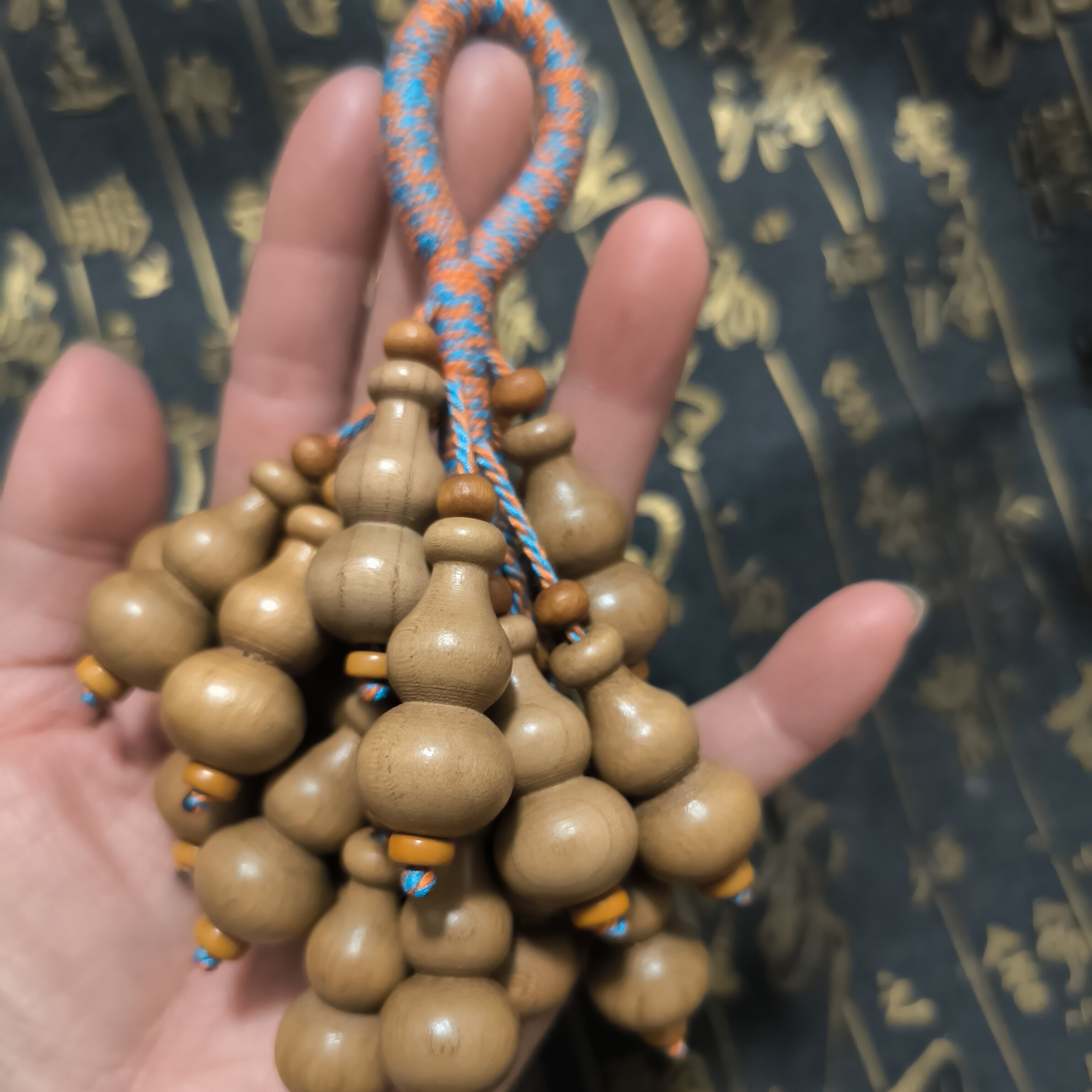 天然桃木葫芦木制葡萄串手工编织小众木作