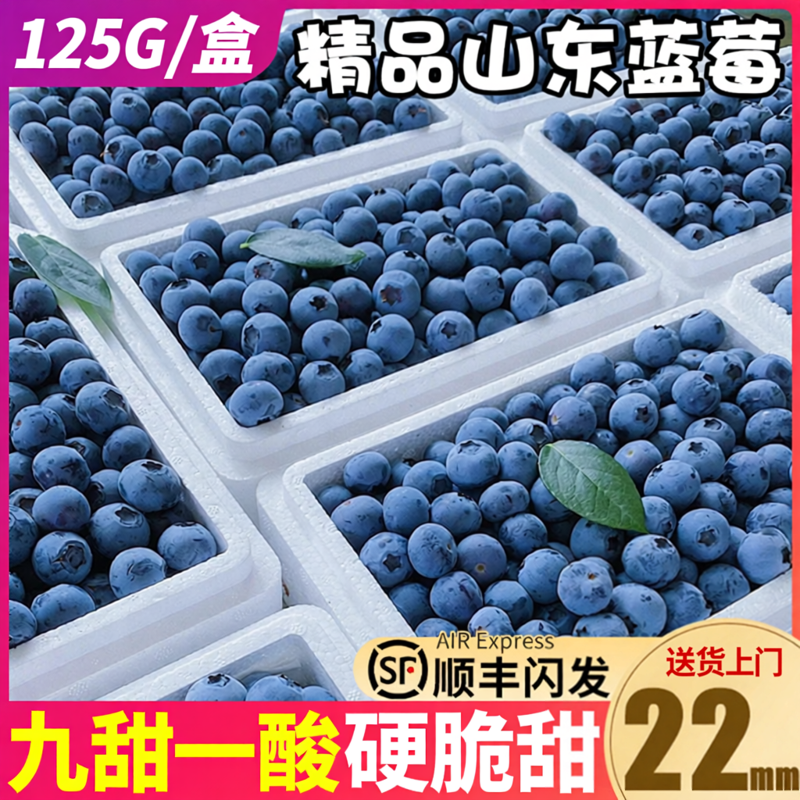 顺丰山东蓝莓王鲜果巨无灞新鲜水果当季佳冠怡颗25花香云整箱包邮