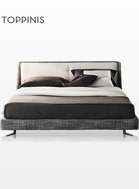 Toppinis布艺双人床主卧意式极简别墅高档卧室设计师棉麻1.8米床