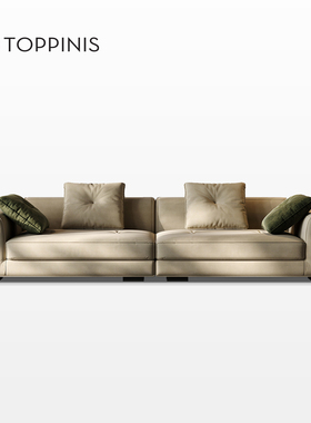 Toppinis布艺沙发简约现代大平层客厅设计师款高端棉麻三人位沙发