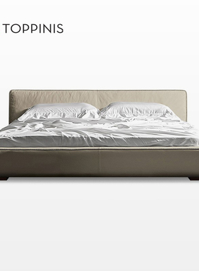 Toppinis意式极简真皮床头层牛皮别墅高端主卧大床1.8米双人婚床