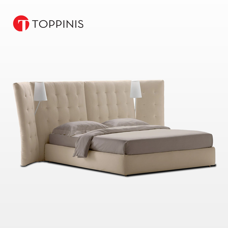 Toppinis意大利Flou Angle床主卧宽屏高背诧寂布艺床别墅主卧大床
