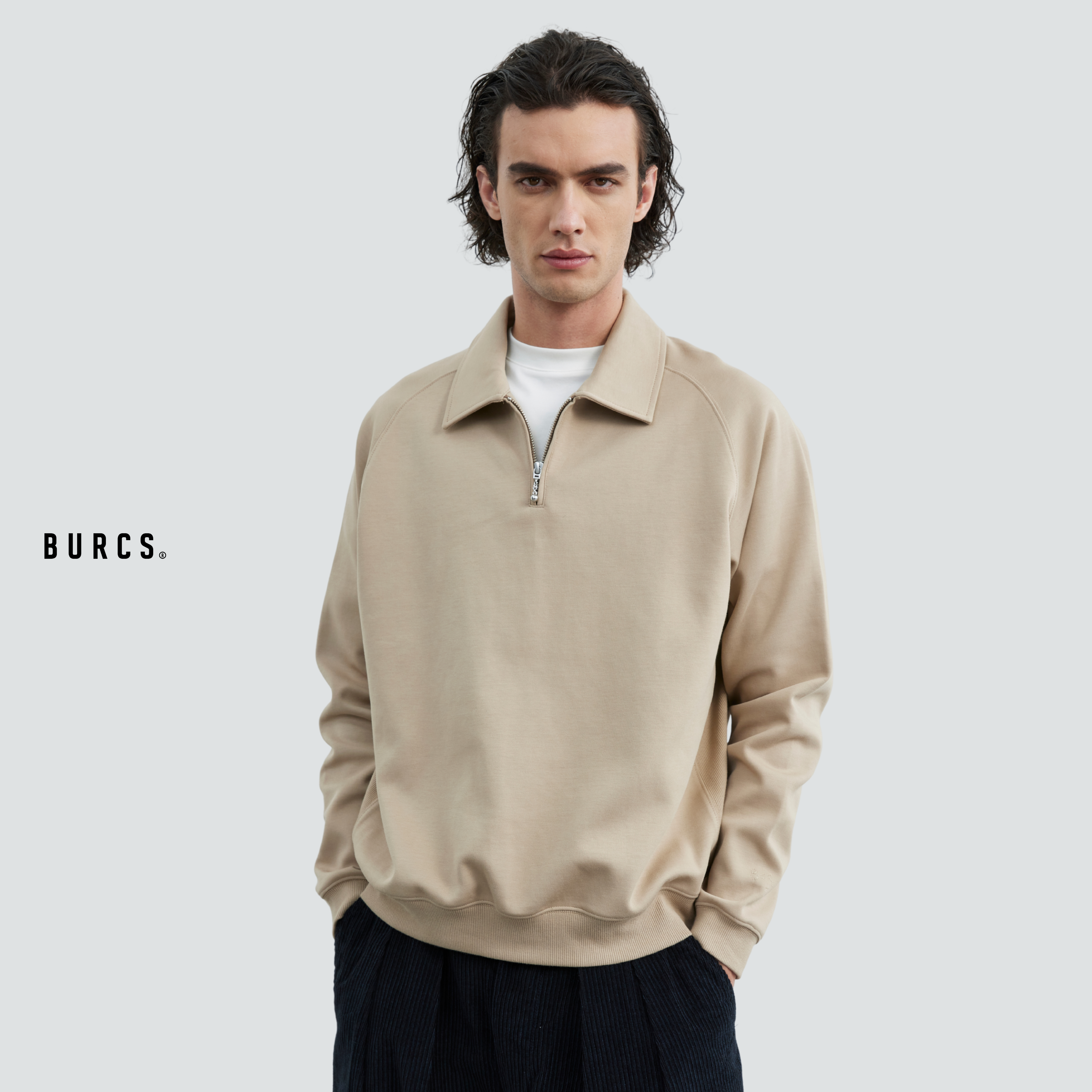 Burcs恒温保暖双面布POLO领卫衣