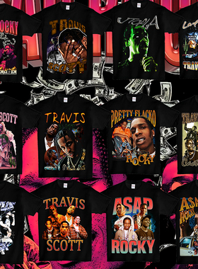 A$AP MOB ASAP ROCKY2024欧美街头潮牌嘻哈短袖印花宽松T恤1-64