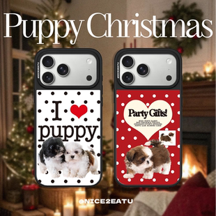 原创设计手机壳 14个性 PUPPY 磁吸狗狗圣诞波点iPhone17ProMax磁吸苹果15 可爱保护壳 CHRISTMAS NICE2EATU