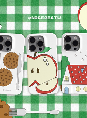 NICE2EATU 原创设计手机壳【下午小事】磁吸韩国菲林壳卡通插画适用苹果16pm手机套ins绿色15plus创意magsafe