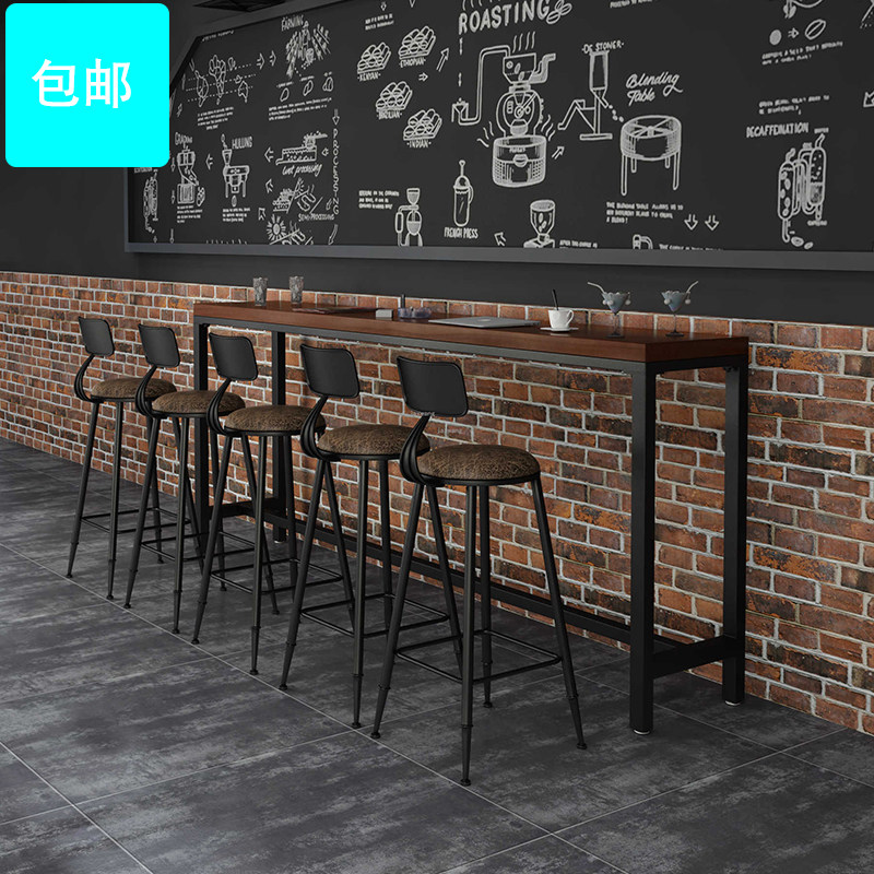 简约现代靠墙吧台桌高脚桌商用小吧台阳台客厅长条高桌子奶茶店桌_虎窝淘
