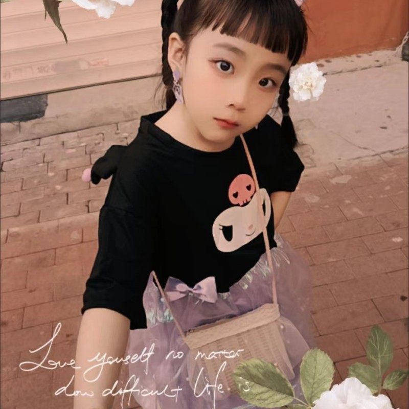儿童萌趣卡通拼接娃娃裙ins夏款女童宝宝库洛米立体耳朵连衣裙潮