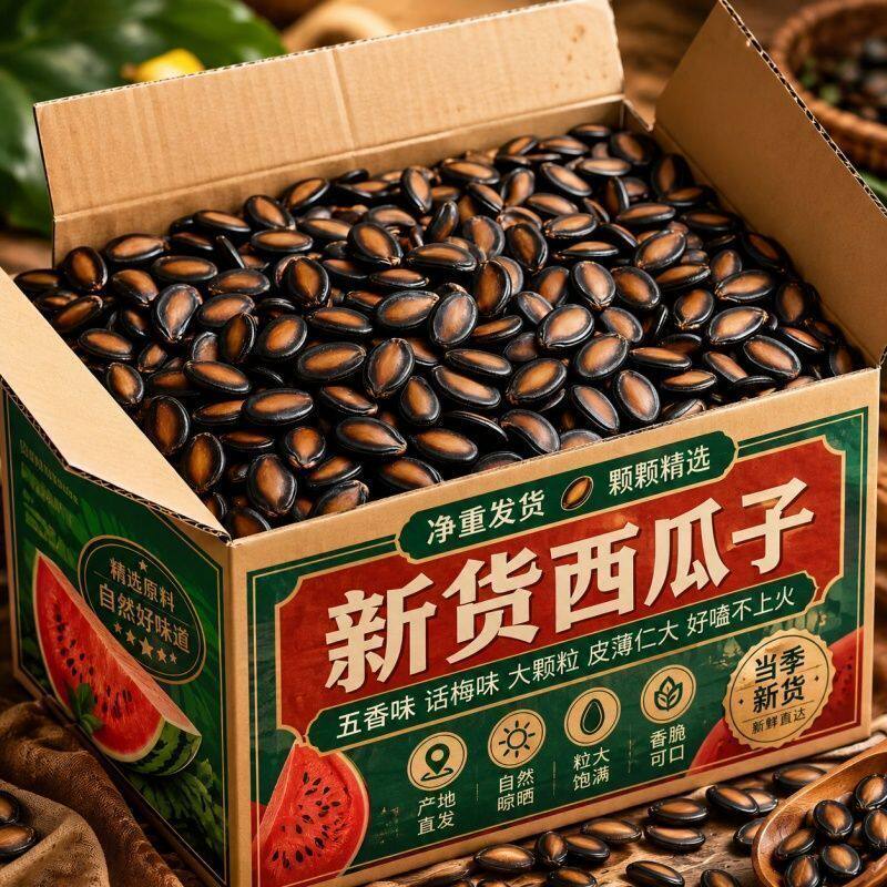 净重5斤】干西瓜子精品瓜籽大片五香味话梅味皮薄易嗑解馋小零食