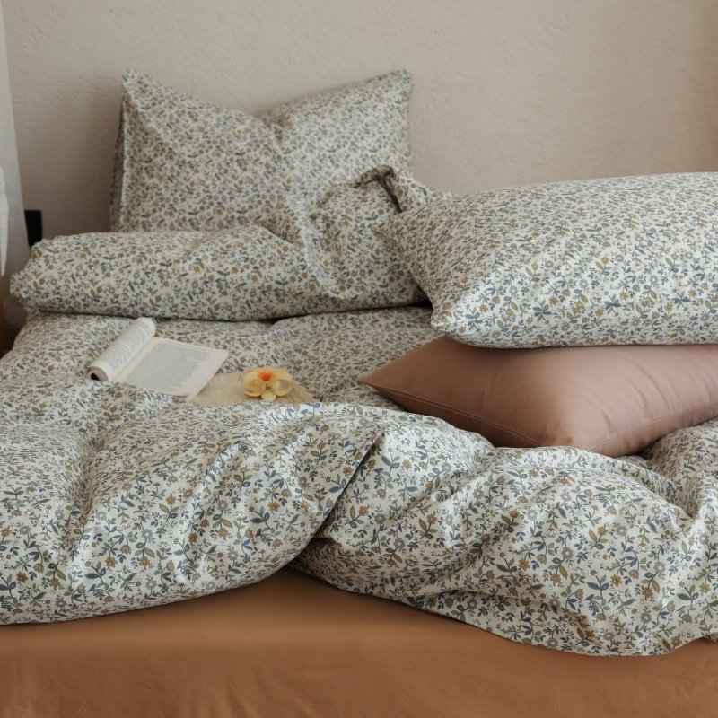 美式复古碎花全棉四件套100纯棉床上用品田园风被套床单人三件套4