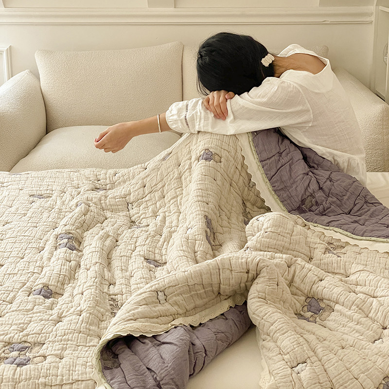 A类小熊十层皱皱纱布泡芙被春秋纯棉被子四季被儿童毯子,床上用品,化纤被,淘宝优惠券,粉丝福利购,淘宝优惠卷