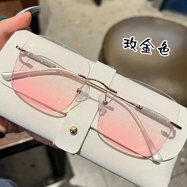 满天星腮红近视无边框眼镜女韩版潮素颜网上度数大框显瘦眼睛镜架