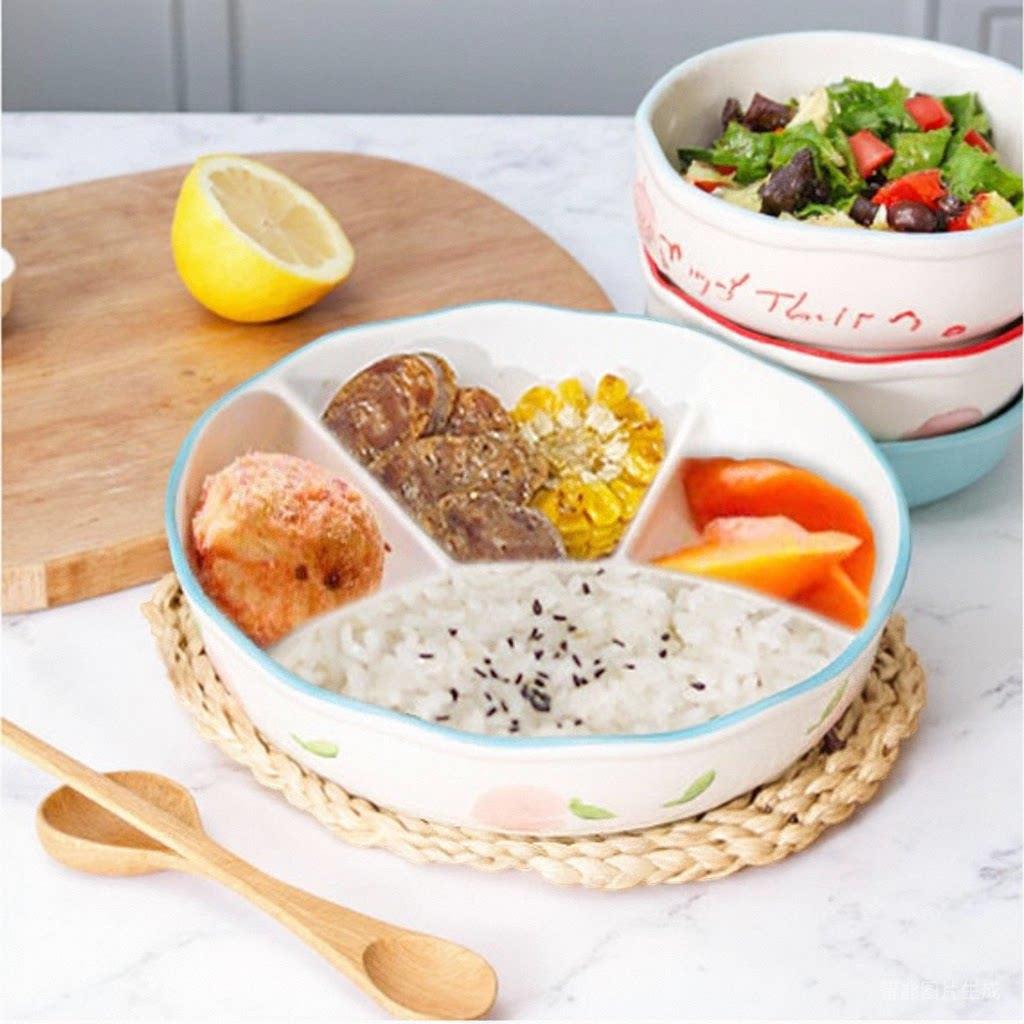 饭盒碗个人专用上班族陶瓷碗食堂自带碗蒸盘分隔餐盒微波炉加热