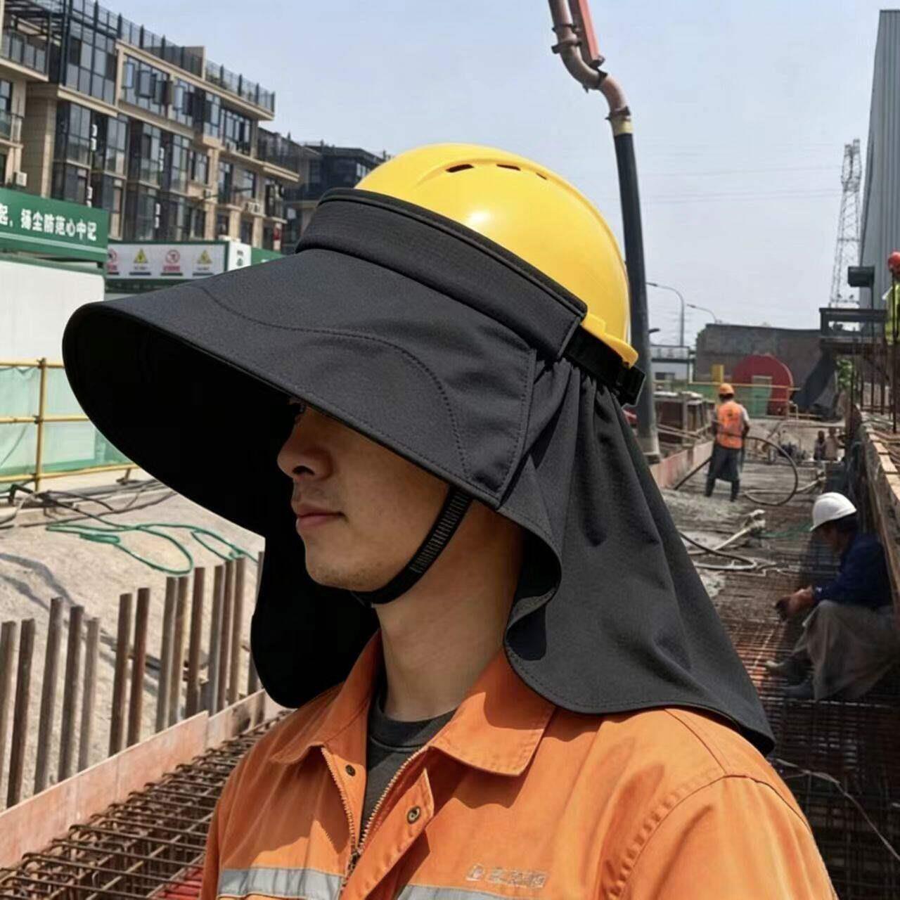 套在安全帽防晒帽檐工地遮阳罩防晒帽子夏透气头盔空顶鸭舌帽干活
