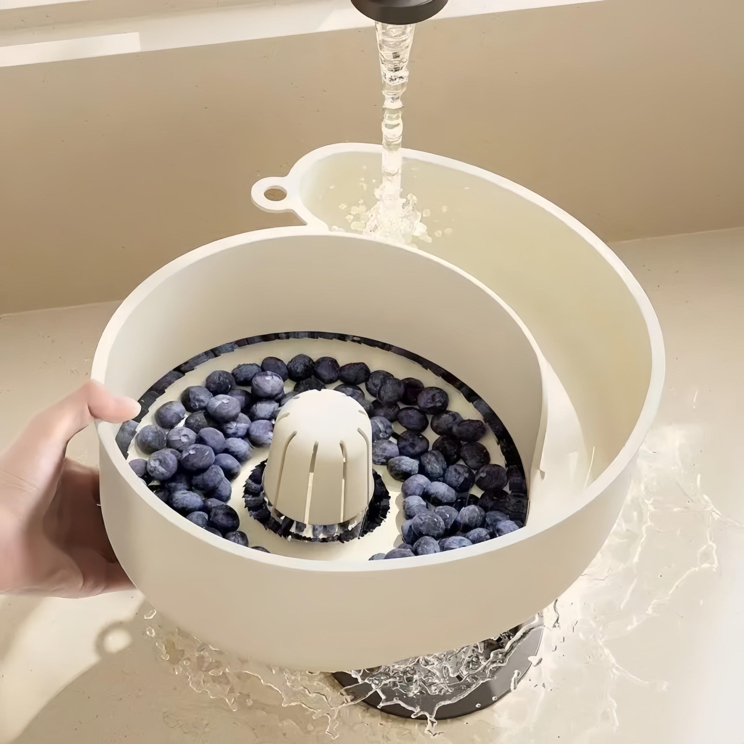 厨房多功能蜗牛沥水篮过滤旋转洗菜盆洗水果神器免手洗自动式水果