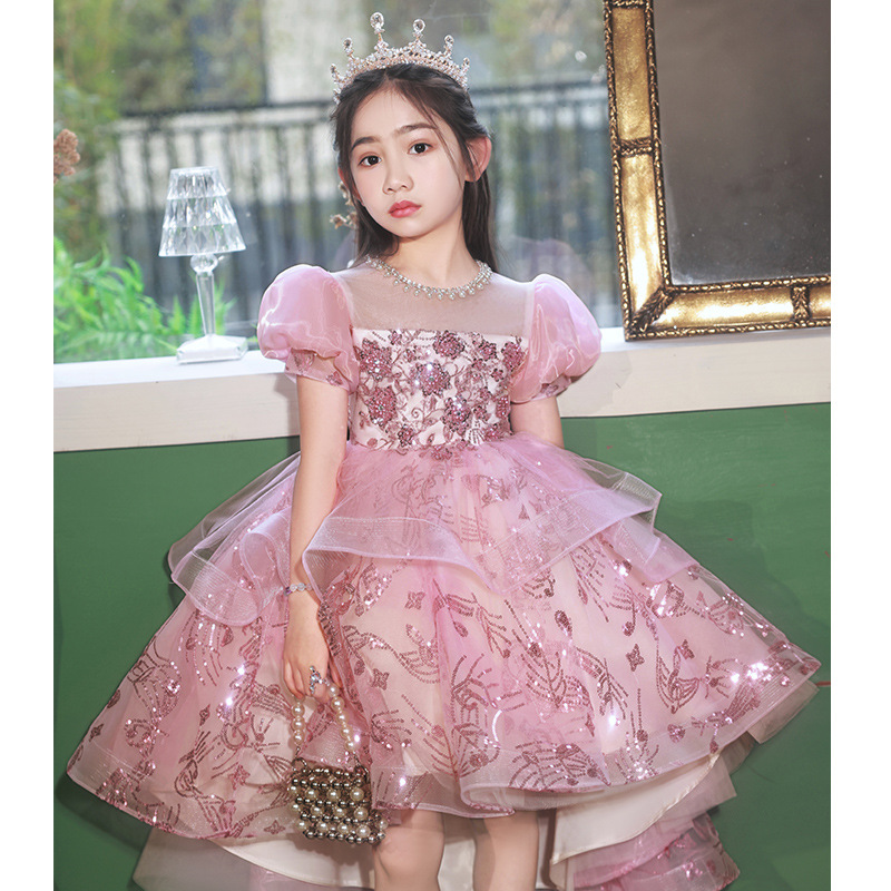 儿童礼服高级感2025新款春秋季模特走秀花童婚礼小女孩生日公主