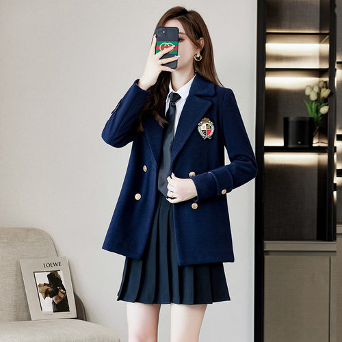 JK制服呢子西装外套女冬学生校服班服老师幼师工作服加厚西服套装
