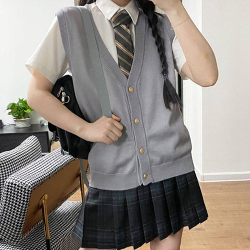 春夏秋jk制服套装裙灰色原创碳灰裙衬衫校服一整套三件套短袖短裙
