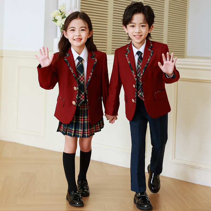 西装校服儿童春秋冬季英伦学院风一年级小学生班服幼儿园园服套装