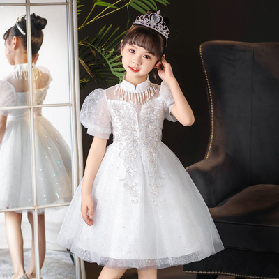 2025新款儿童公主裙主持人钢琴表演礼服女童连衣裙花童婚礼纱裙
