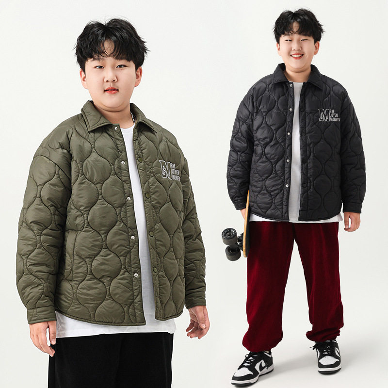 胖童轻薄棉衣加肥加大外穿可内搭校服神器胖男孩冬装大码内胆上衣