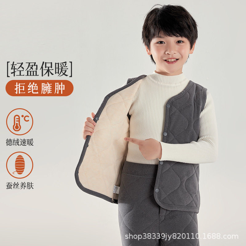 冬季新款儿童加厚校服神器水波纹三件套男童韩系棒球服保暖校服裤