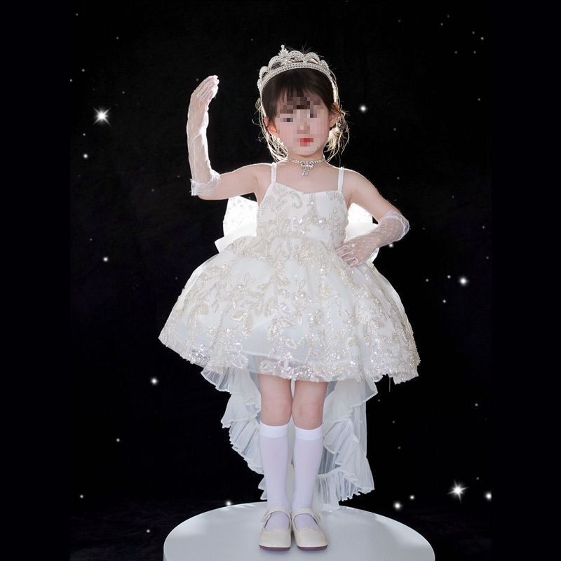 女童八音盒公主裙洛丽塔婚纱拖尾生日礼服赵露思同款儿童连衣裙