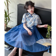 女童旗袍连衣裙2025新款夏季儿童中国风青花瓷汉服古风夏季公主