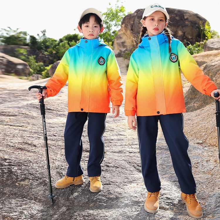 幼儿园园服秋冬套装小学生校服冲锋衣三件套加绒加厚儿童运动