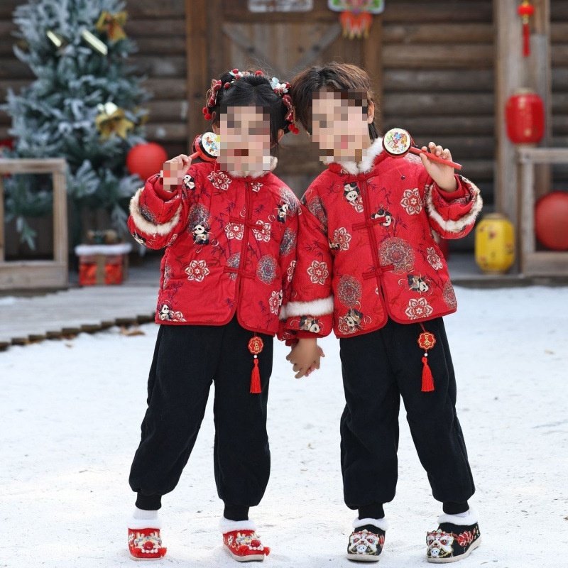男女宝宝拜年服冬季中国风熊猫汉服棉衣套装兄妹装唐装元旦表演服,童装/婴儿装/亲子装,旗袍,淘宝优惠券,粉丝福利购,淘宝优惠卷