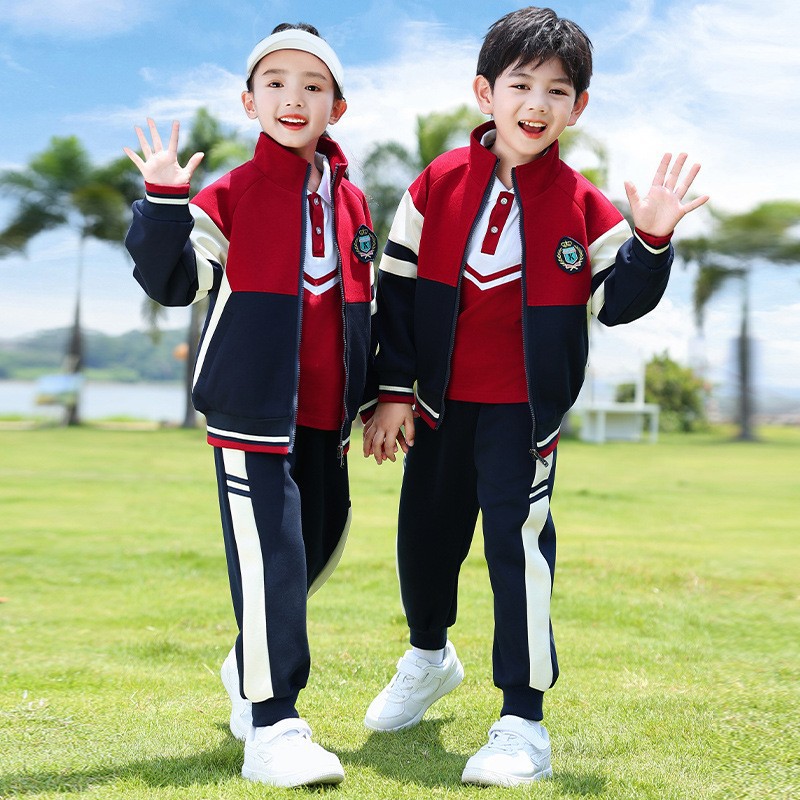 幼儿园园服班服2023春秋款小学生校服运动套装男女童学院风三件套