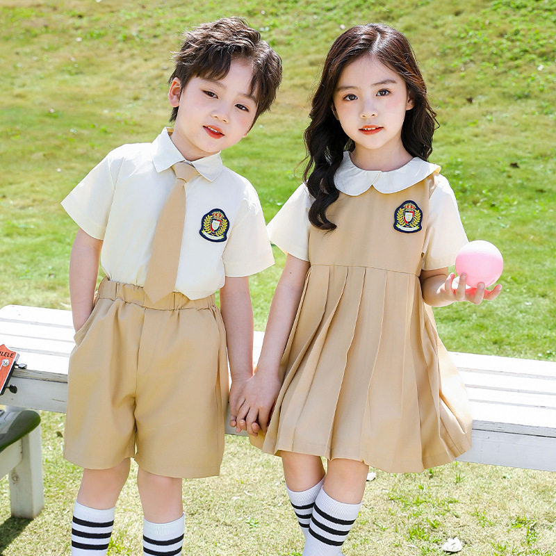 幼儿园园服夏季英伦风小学生校服夏装儿童班服毕业照服装纯棉套装