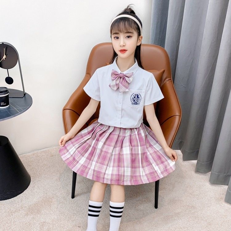 儿童jk制服套装新款正版小学生夏季格裙10岁校服学院风水手服全套