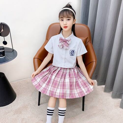 儿童jk制服套装新款正版小学生夏季格裙10岁校服学院风水手服全套