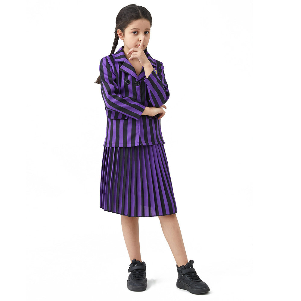 万圣节服装亚当斯一家COS服饰WEDNESDAY女主校服套装成人儿童服