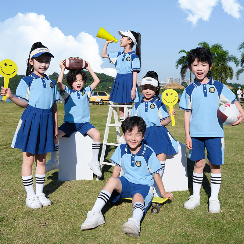 幼儿园园服夏款小学生校服儿童班服套装宽松运动表演服