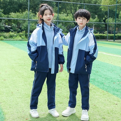 高中生班服冲锋衣三件套初中生男女运动服套装中小学生校服团体