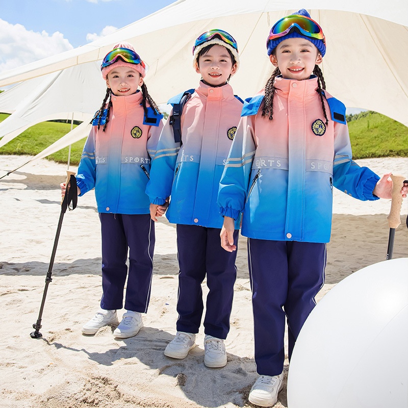 小学生校服冲锋衣套装幼儿园园服大童加绒秋冬季三件套三合一班