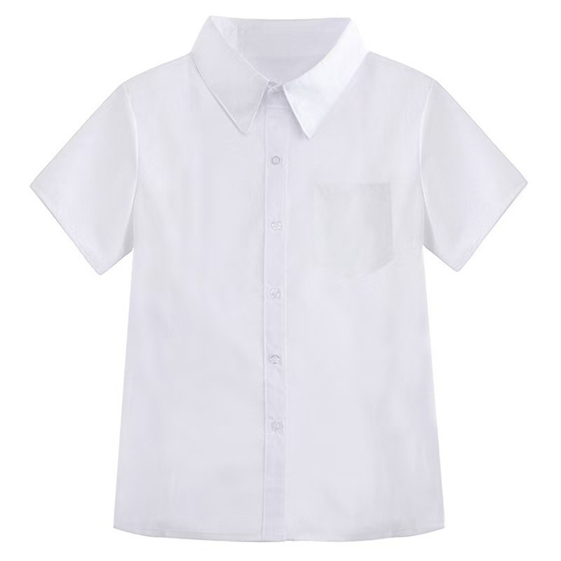 男女白衬衫基础款衬衫女学院风夏季短袖校服中学生日系衬衫学生装