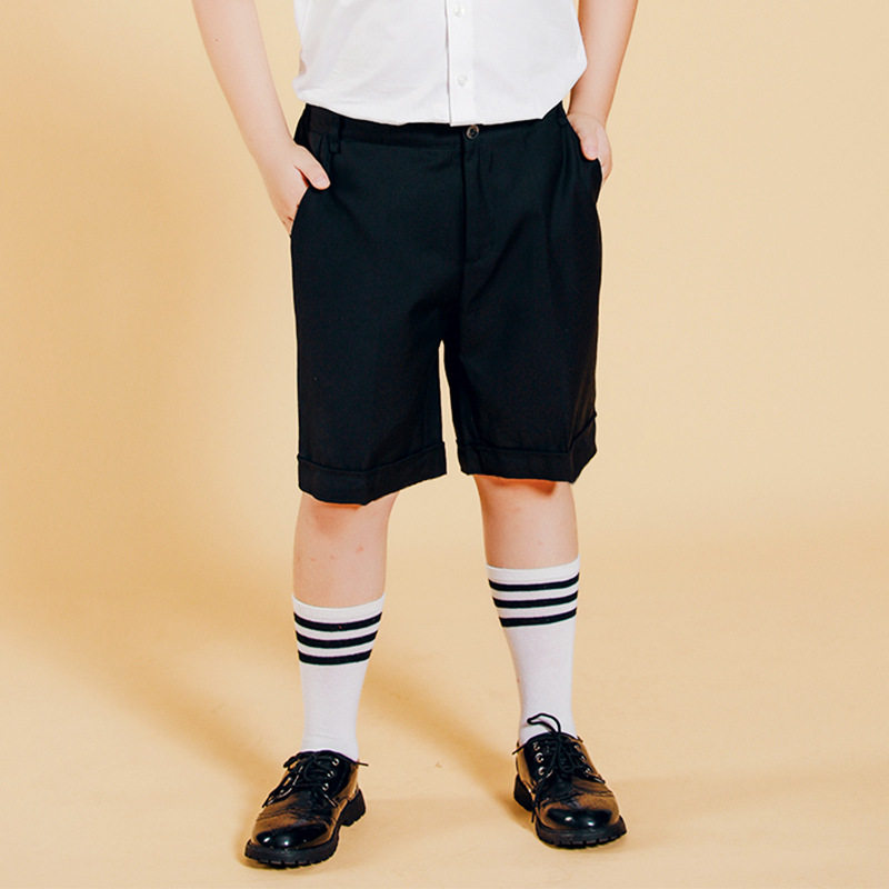 胖童西裤松紧腰儿童黑色西装裤藏青色校服裤子小学生校裤男孩
