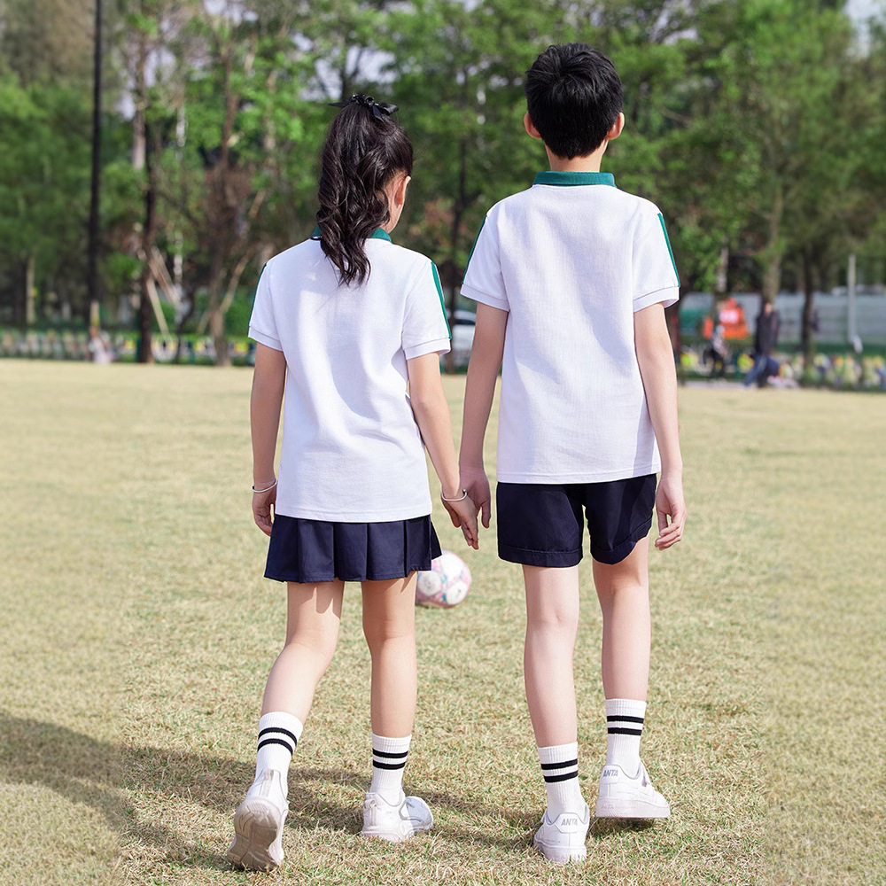 夏季校服套装中学生短袖班服夏装T初中生高中生运动会上衣学院风