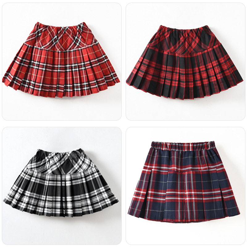女童百褶裙半身裙儿童中大童小学生卡其色校服短裙女孩学院风裙子
